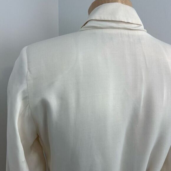 Zara Women’s XS Off White Draped Satin Wrap Blazer Dress Belted Long Sleeve Midi - Picture 8 of 15